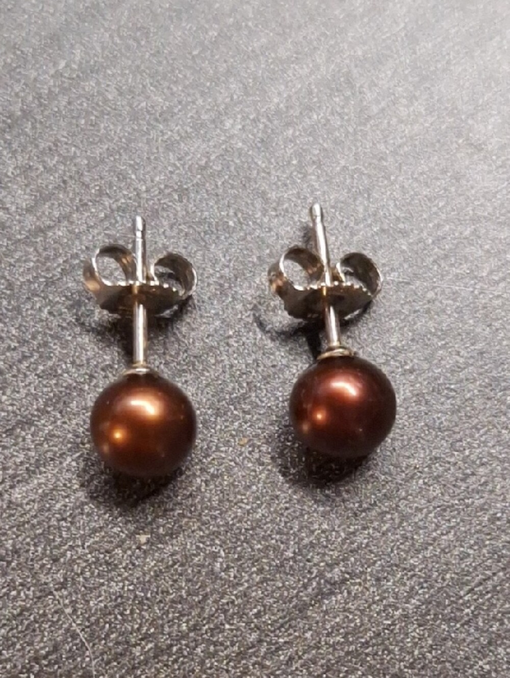 925 Chocolate Brown Pearl Stud Earrings - Classic‎ Minimalist